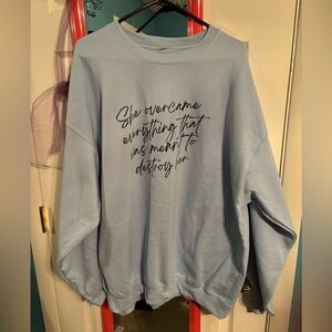 Crewneck 3x sweatshirt in light blue. Cut tag out but never worn/washed